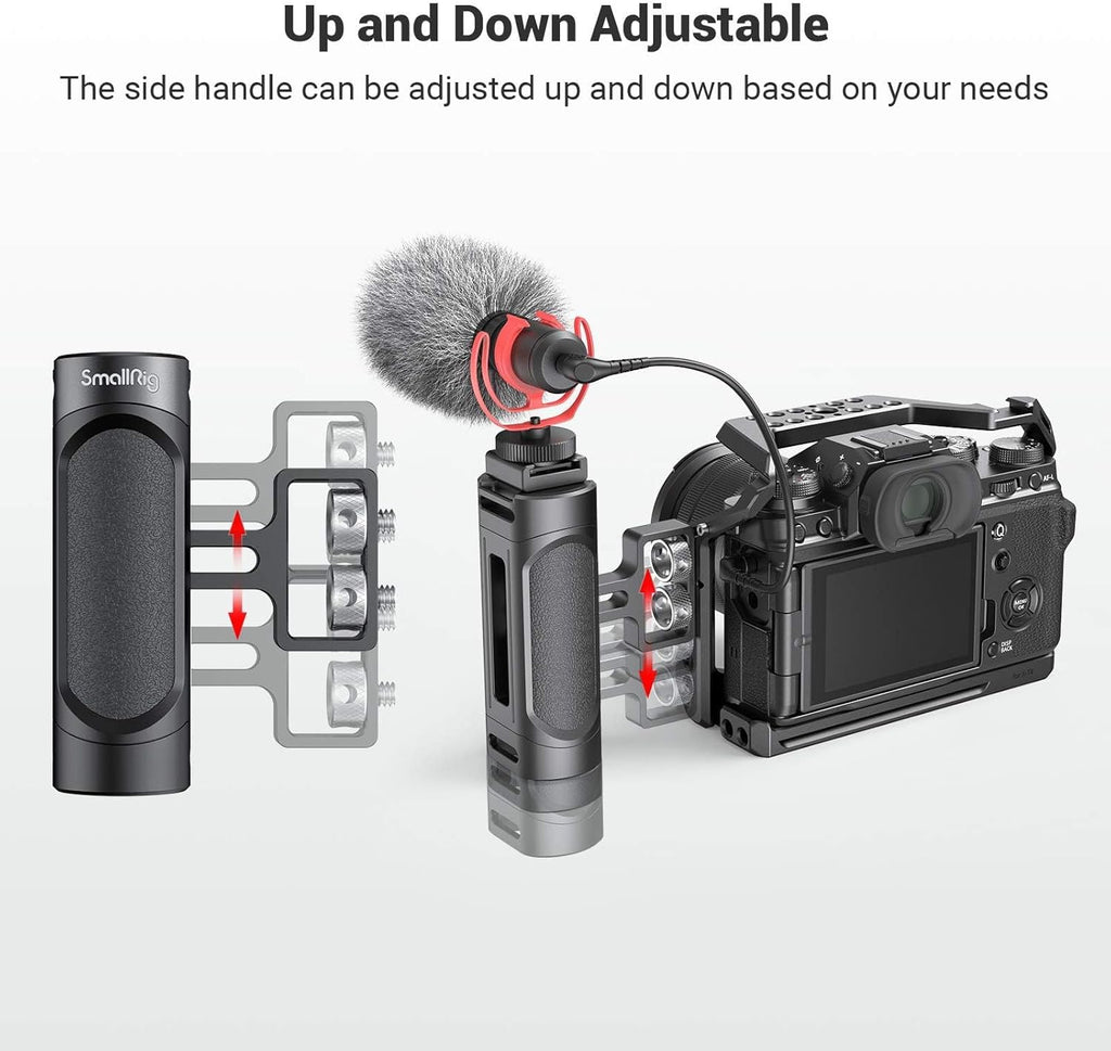 SmallRig Mini Side Handle Handgrip with Dual 1/4"-20 Screw Mount for Mirrorless Digital Camera DSLR Camera Small Camera Cage Built-in Wrench, Up and Down Adjustable, Pack of 2-4957