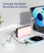 1 Pack Portable Charger with Built-in USB-C Cable & Plug, 10,000mAh 5V/4.5A Power Bank Fast Charging 22.5W, Travel Essential Battery Pack 3 Output for iPhone 16/15 Series, Samsung Galaxy, iPad