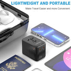 Universal Travel Adapter, GaN 65W International Power Adapter, 3 USB-C & 1 USB-A Fast Charging Travel Charger, All in One Worldwide Travel Plug Adapter, Outlet Adapter for Europe UK USA AU
