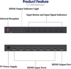 7 Way HDMI Switch 4k@60Hz HDMI Switcher 7 in 1 Out HDCP 2.0 Manual HDMI 2.0 Hub Supports 3D Compatible with Nintendo Switch/Switch OLED/Xbox/ PS5/4/3 Blu-Ray Player Fire Stick Roku Apple TV Chromeca