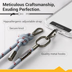 MAGEASY Universal Cell Phone Lanyard - Anti-Theft Thick Rope Crossbody Phone Strap for iPhone 16 Pro Max & Most Smartphones, for Men & Women | 8.3mm Misty Blue/Red