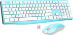 Wireless Keyboard and Mouse Combo, Lovaky 2.4G Full-Sized Ergonomic Keyboard Mouse, 3 DPI Adjustable Cordless USB Keyboard and Mouse, Quiet Click for Computer/Laptop/Windows/Mac (1 Pack, Blue)