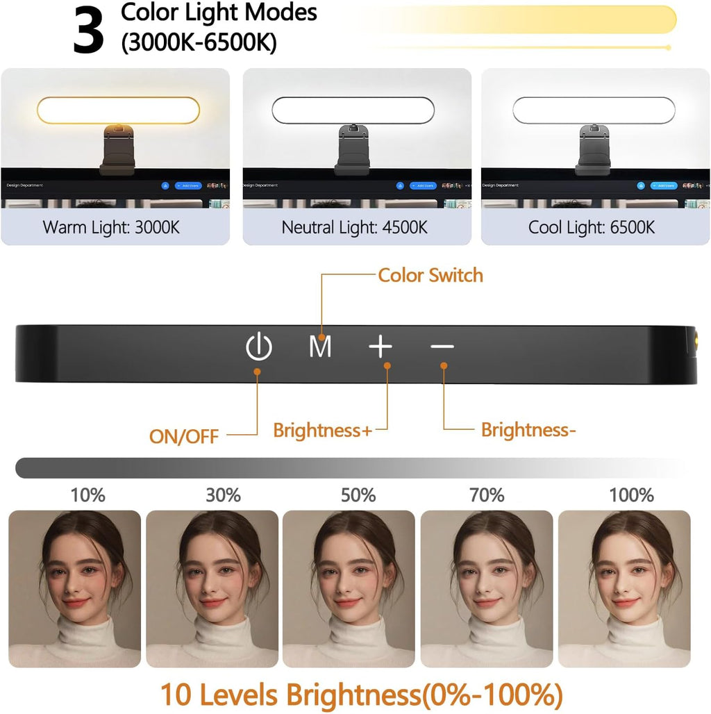 yAyusi Dual-lamp Video Conference Lighting, LED Streaming Light with Remote and Touch Control, Zoom Lighting for Computer,Webcam Laptop Monitor Ring Light for Video Calls/Zoom Meetings/Video Recording