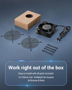 DEWENWILS 2 Pack 120V AC Fan, Waterproof Exhaust Fan 120mm, 18W 2850RPM 90CFM, DIY Cooling Fan for Refrigerator, Computer Case, Compressor Engine, Generator, UL Listed