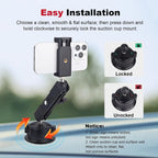 Camera Suction Cup Mount with Ball Head Magic Arm, Universal 360°Vacuum Suction Cup Mount for Action Cameras/GoPr0 Hero 13/DJI Osmo X4/Phone Holder on Car Windshield,Dashboard-Video Shooting,JC028