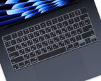 Russian Language Keyboard Cover Skin Compatible for 2025-2022 MacBook Air 15.3 inch A2941 A3114 A3241/MacBook Air 13.6 inch A3113 A2681 A3240 with M4 M3 M2,MacBook Air 2025 Keyboard Protector-Black