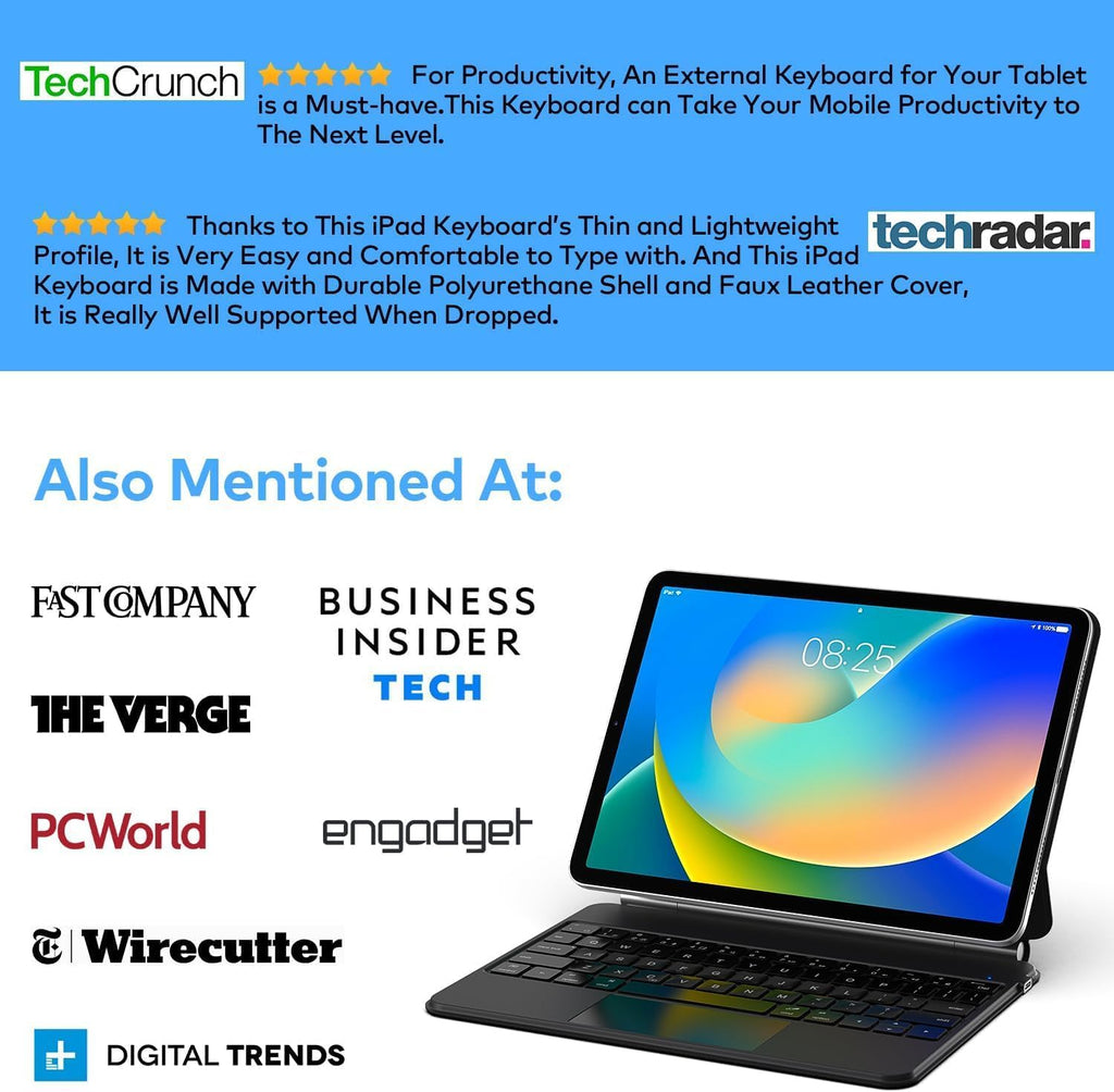 Keyboard Case for iPad 10th Generation 2022 & 11th (A16, 2025) – Magic-Style Keyboard with Multi-Touch Trackpad – Floating Cantilever Stand – Magnetic Case for iPad 10.9 inch 10th / 11th Gen.
