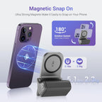 KIWIFOTOS for Magsafe Phone Camera Grip Magnetic Phone Tripod Handle with Bluetooth Remote & Tripod Mount Adapter for iPhone 16 Pro Max Samsung Smartphone Vlog Video Shooting (Gray)