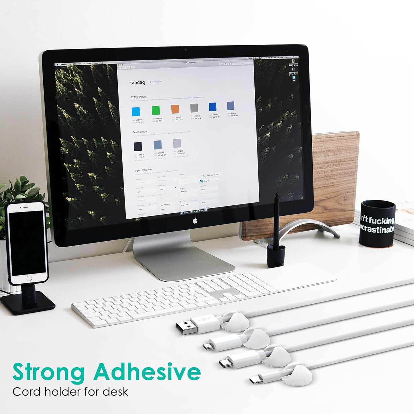 12 Pack Cable Clips, Znben Wire Organizer Holder Adhesive Cord Management Charger Wire Holder Clips for Desk, Home, Office, Car, Cubicle, Nightstand White