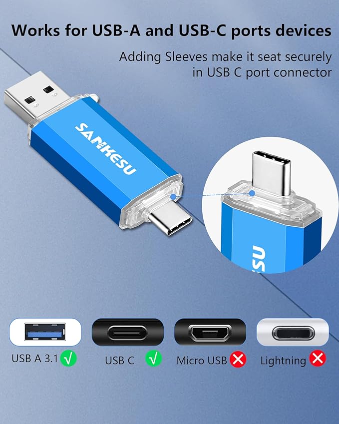128GB 3 Pack 2-in-1 USB C Flash Drive USB-A+Type-C 3.1 Dual Drive OTG,Speed Up to 120MB/s USB C Storage Flash Drive Compatible with iPhone 16/15, Android Smartphone/Tablets/Computers