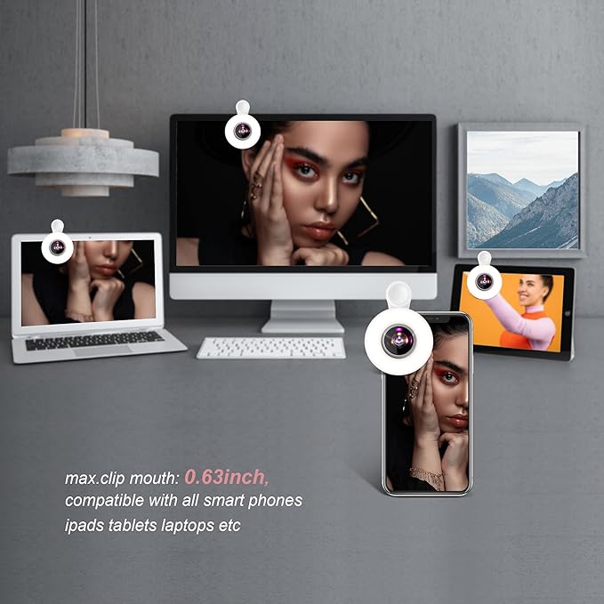 15X Macro Lens with LED Ring Light for iPhone & Android - Rechargeable Portable Clip-On Lens for Smartphone Photography, Vlogging, Close-Up Photos & Video Recording - 3 Light Modes, USB Fast Charging