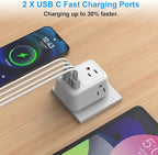 International Travel Adapter, Europe Travel Adapter with USB, Universal Travel Adapter (3 USB A & 1 Type-C) for The US to Most of Europe Iceland Spain Italy France Germany (Type E/F)