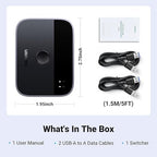 UGREEN USB 3.0 Switch 2 in 2 Out, USB Switcher 2 Computers Sharing Keyboard and Mouse Printer Scanner Webcam, Printer Splitter for 2 Computers, 2 Port USB Selector Switch with 2 USB3.0 Cables