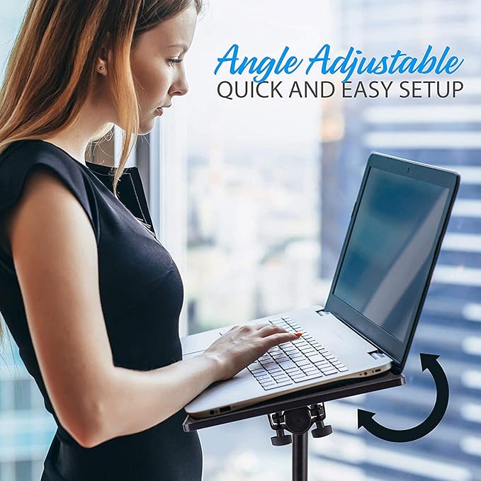 Pyle Laptop Projector Tripod Stand - 2 Pcs Computer, Book, DJ Equipment Holder Mount Height Adjustable Up to 52 Inches w/ 20'' x 16'' Plate Size - Perfect for Stage or Studio Use - Pyle PLPTS4X2