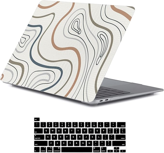 LanBaiLan Compatible for MacBook Pro 13 inch with Touch Bar 2022 2021 2020 2019 2018 2017 2016,M1 M2 A2338 A2289 A2251 A2159 A1989 A1706 A1708 Laptop Hardshell Case & Keyboard Cover, Aesthetics Line
