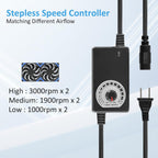 240mm Adjustable Computer PC Vent Fan 3-12V Speed Controller for Chicken Coop Rack Space Window Wall Cabinet Server Mining Rig Exhaust Cooling