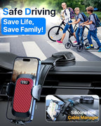 YRU [2025 Ultimate Car Phone Holder [Bendable & Adjustable Aluminum Arm] Cell Phone Automobile Cradles Dashboard Windshield Pickup Truck Phone Mount for iPhone 16 15 14 13 Pro Max Samsung,Tomato Red