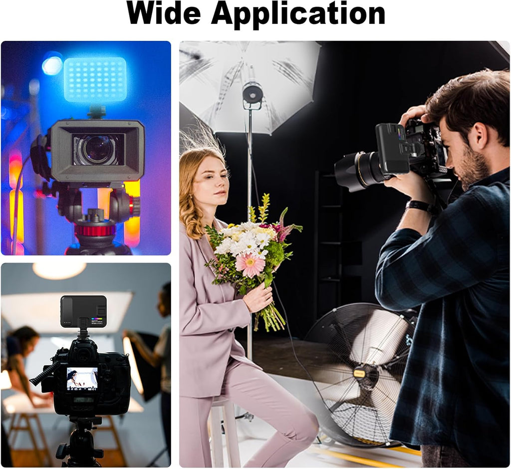 Hagibis RGB Camera Light,360°Full Color Portable Video Light LED Photo Light w Cold Shoe,2200mAh Rechargeable CRI97+,20Effects Lighting for Photography/Advertising Poster/Short Film (RGB-Black)