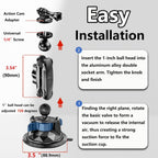 Camera Suction Cup Mount with Ball Head Magic Arm, Twist-Lock Composite Suction Cup Mount on Car Boat Windshield Window with 1/4"-20 Threaded for Action Camera/Camcorder/Phone Holder