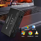 DEMEXBOOK HDMI DisplayPort KVM Switch 3 Monitors 2 Computers 8K@60Hz, 4K@144Hz,Triple Monitor KVM Switches with 4 USB 3.0 Ports, Wired Remote, USB3.0 Cables，Power Adapter Included