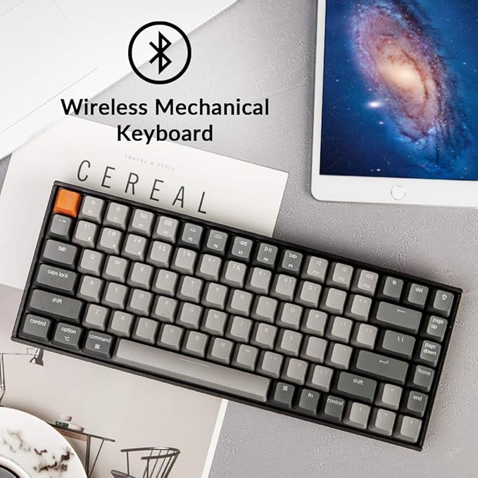 Keychron K2 75% Layout Bluetooth Mechanical Keyboard K Pro Red Switch/White LED Backlit/Anti Ghosting/N-Key Rollover/84 Key USB C Wired Computer Keyboard for Mac Windows-Version 2