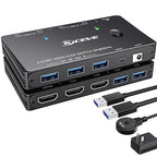HDMI2.1 KVM Switch 2 Computer 1 Monitor 8K@60Hz, KVM Switch HDMI 2 Port with 3 USB3.0, Wired Remote, Power Adapter and USB Cables
