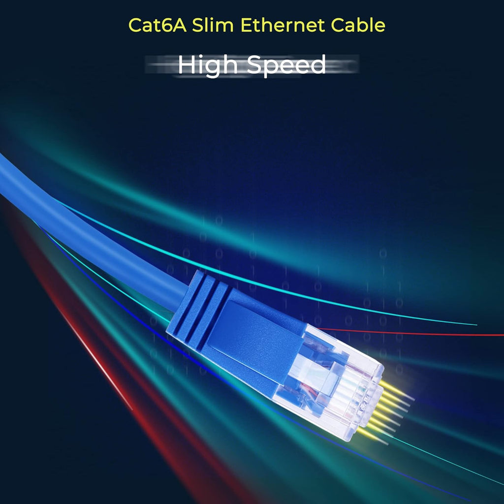 Rapink Patch Cables Cat6a 0.5ft (24 Pack) Slim, Cat6a Ethernet Patch Cable 10G Support, Snagless Cat 6 Patch Cable for Patch Panel to Switch, Flexiable Cat 6a Ethernet Cable with Gold Plated