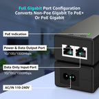 YuanLey Gigabit PoE Injector Adapter 30W, Converts Non-PoE to PoE Gigabit, Power Over Ethernet Injector 48V IEEE 802.3af/at, 10/100/1000Mbps PoE+ Injector Adapter Plug & Play, Distances Up to 325 Feet