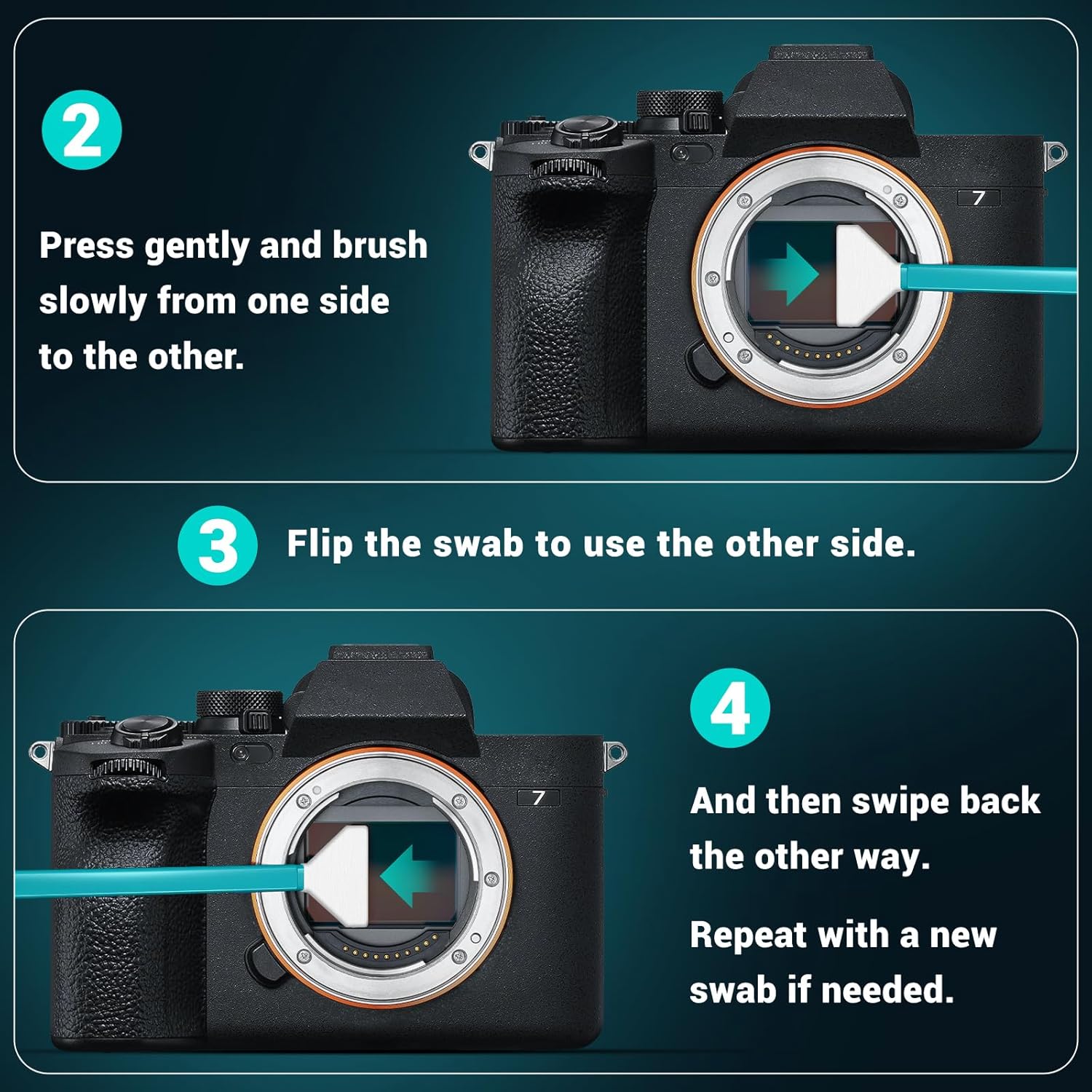 Aocii 20pcs Full Frame Camera Sensor Cleaning Kit, Lens Solution, 24mm Swab, 30ml Cleaner for Sony Nikon Canon FF CCD CMOS (Dust-Free Vacuum Packaging)