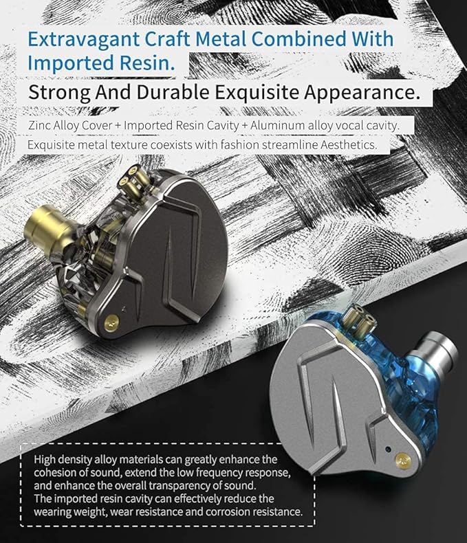 KZ ZSN Pro Dual Drivers 1BA 1DD in Ear Earphones HiFi Power Bass Earbuds Headphones High Clarity Sound Wired Earphones with Detachable Cable for Audiophile Musician