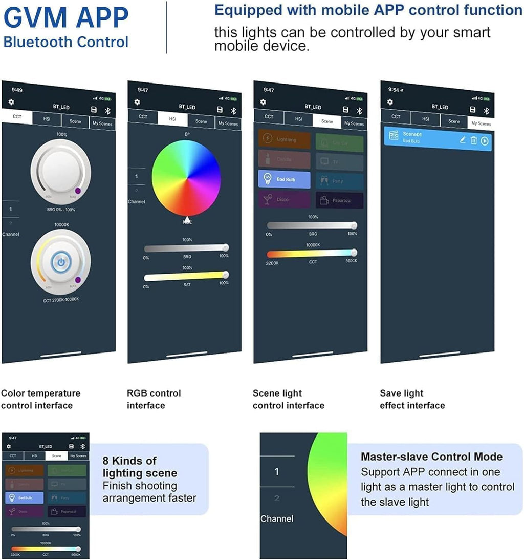 GVM 1500D RGB LED Video Light with Battery, 75W Video Lighting Kit with Bluetooth Control, 2 Packs Led Panel Light for Photography, YouTube Studio, Video Shooting, Conference,1128 Led Beads