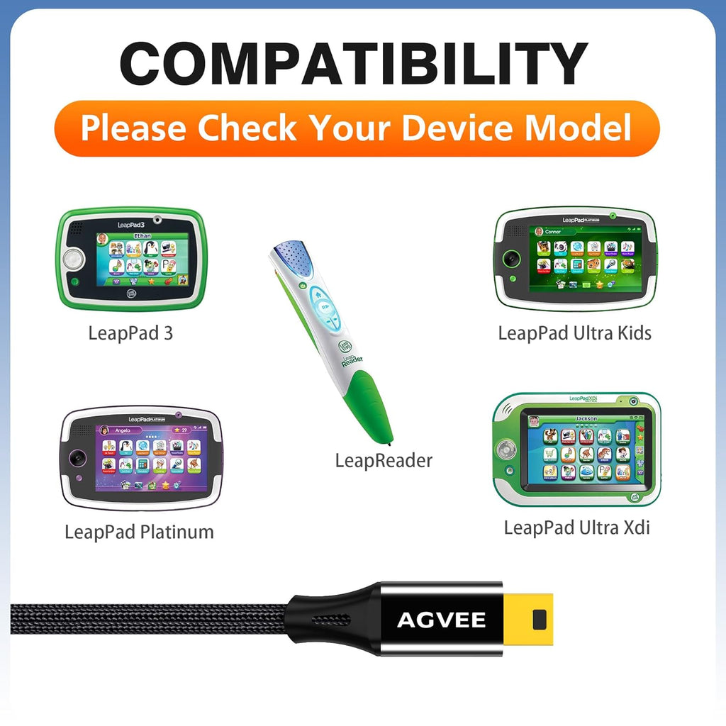 AGVEE 2 Pack 5ft Mini USB Cable, Braided Durable USB-A to Mini-B Charger Charging Cord for TI-84, Garmin GPS, Go-Pro Hero 4 3 2 HD, PS3 Controller, Canon Camera, Blue Yeti Microphone, Black