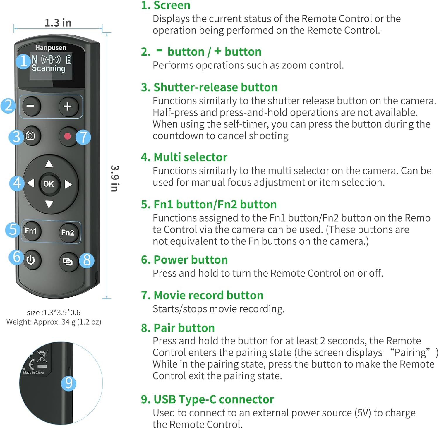 for Nikon Rechargeable Shutter Release,Wireless Camera Remote Control Compatible with P1000,P950,B600,A1000,Z6 II,Z30,Z50,Z5,Z7 II,Z fc,Z f,Z6 III,Z50 II,P1100,Z5II Replaces Nikon ML-L7