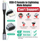 AGVEE 4 inch USB-C Female to Lightning Male Adapter, 30W Fast Charging Charger Converter for iPhone 14 13 12 11 Airpods iOS Device Carplay, Not for Audio, Dark Gray