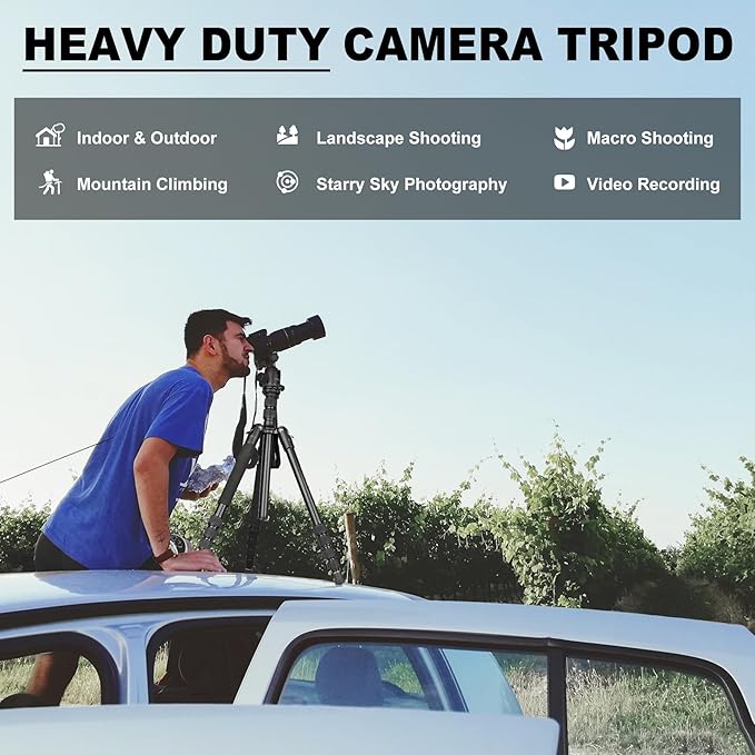80/85 inches Heavy Duty Tripod for Camera and Phone, 85" Camera Monopod Tripods, DSLR Binoculars Spotting Scope Camcorders Video Tripod Stand, 360 Degree Ball Head, 35 lbs Loads