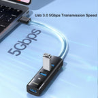 KAGO USB C Hub 4 Ports - Multiple USB 3.0 Hub with 5Ft Cable, USB-C Splitter Extender with USB Type-C Power Port, for Laptop,Desktop, Windows, Linux, PC(USB c)