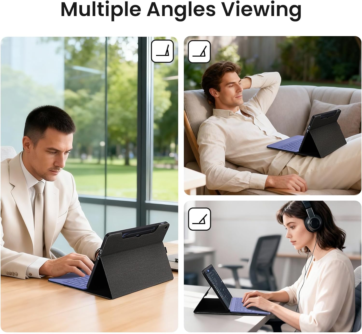 Omnpak Case for Microsoft Surface Pro 12" 2025, Lightweight Protective, Multiple Angle Viewing, Stylus Holder, Compatible with Type Cover Keyboard