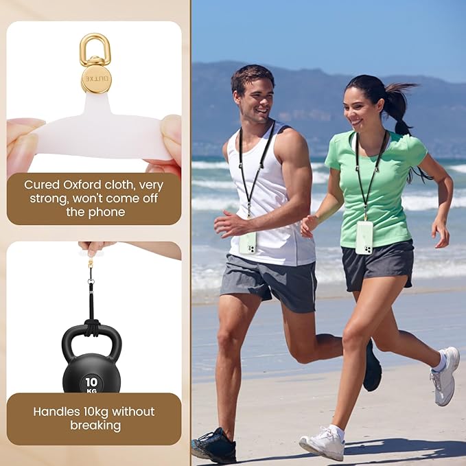 OUTXE Phone Tether Tab Rotatable 360°, 4 Pack Phone Lanyard Patch for Phone Strap Compatible iPhone & Other Cell Phone (White)