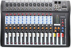 12 Channel Audio Mixer, DJ Soundboard Sound Mixer Console with Xlr, Line Inputs & 48V Phantom Power, Studio Audio Mixer KTV Sound Mixing Console for Professional and Beginners (12-Channel)