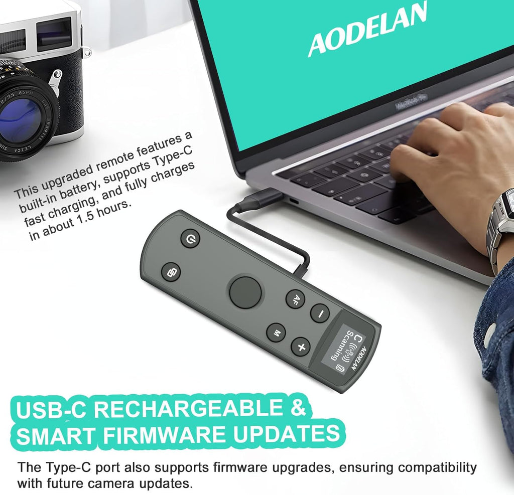 Remote Control for Canon Camera,Rechargeable Wireless Shutter Release with OLED Screen for Canon EOS RP, EOS R, R5, R6, M50, M50 II, 6D Mark II, 77D, 850D, 800D, Rebel T7i, T8i, 90D; Replaces BR-E1