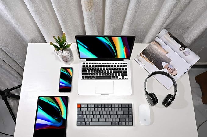 Keychron K2 75% Layout Bluetooth Mechanical Keyboard K Pro Red Switch/White LED Backlit/Anti Ghosting/N-Key Rollover/84 Key USB C Wired Computer Keyboard for Mac Windows-Version 2