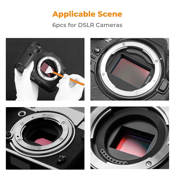 K&F Concept 6 Pack Full-Frame Sensors Cleaning Swabs, DSLR SLR Digital Camera Dry CCD CMOS Clean Swabs Compatible with Nikon Sony Canon DSLR Camera Sensor, 24mm x 20mm