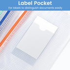 Sooez 24 Pack Mesh Zipper Pouch Bags with Label Pocket, A5 (9.4×6.8 in) Small Pencil Case Pouch for Organizing, Clear Plastic Pencil Pouches Bulk for School Supplies Storage, Money Envelopes for Cash