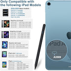 Stylus Pen for iPad 9th&10th - Type-c Charging Pencil for ipad Palm Rejection Active Pen Compatible with (2018-2025) Apple iPad 6/7/8/9/10/11(A16), Air 3/4/5/M2/M3, Mini 5/6, Pro 11"/12.9"/M4（Black）
