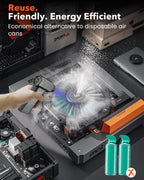 Compressed Air Duster, 180000RPM Electric Air Duster, Rechargeable Cordless Air Blower with 3-Gear Turbo Fan, Canned Air Alternative for Keyboard, PC, Computer, Car, Home & Outdoor Use (Pure Black)