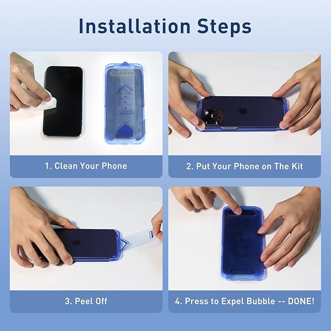 [Auto Alignment Kit] for iPhone 14 Pro Max Screen Protector Blue Light [6.7 inch] Full Coverage Dynamic Island Compatible, Anti Glare Anti Blue Light Tempered Glass Film, Case Friendly,2 Pack