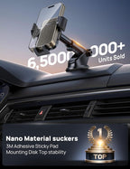 [2025 New] Dashboard Phone Holders for Your Car [Military Grade Stable] Phone Holders for Your Car, Non-Slip Silicone Carbon Fiber Car Phone Mount, Rotatable Suction Cup for All Phone, Gray