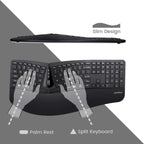 Perixx Periduo-605, Wireless Ergonomic Split Keyboard and Vertical Mouse Combo, Adjustable Palm Rest and Membrane Low Profile Keys, Black, US English Layout (11633)