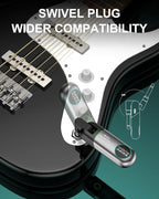 Wireless Guitar System, SWIFF Wireless Guitar Transmitter Receiver with 10 Channels, Dual Interface Design Guitar Wireless System for 6.35mm/3.5mm Audio Devices