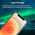 Screen Protector for iPhone 12 Mini (5.4"),Eye Protection, HD Anti Blue Light Blocking Tempered Glass Film, Case Friendly, No Bubble,with Easy Installation Kit, 2 Pack